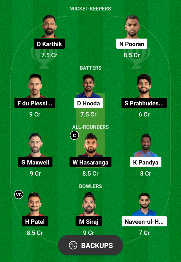 LSG vs RCB Dream11 Prediction Today Match, Dream11 Team Today, Fantasy Cricket Tips, Playing XI, Pitch Report, Injury Update- IPL 2023, Match 43 - 1